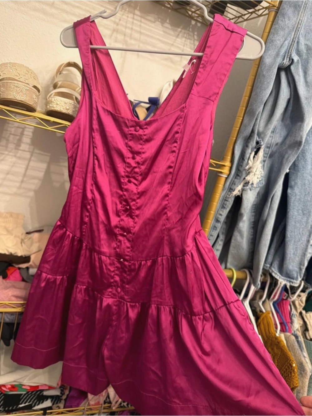 TCEC Fuchsia Tiered Sleeveless Mini Dress